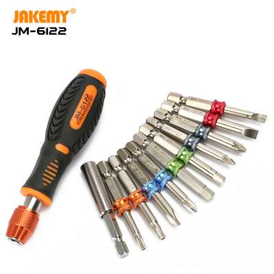 JAKEMY 12 in1 wholesale hardware color ring magnetic precision diy screwdriver set